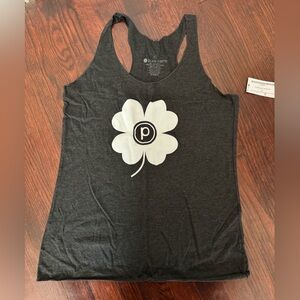 Pure Barre Black Tank Top with White Clover Design